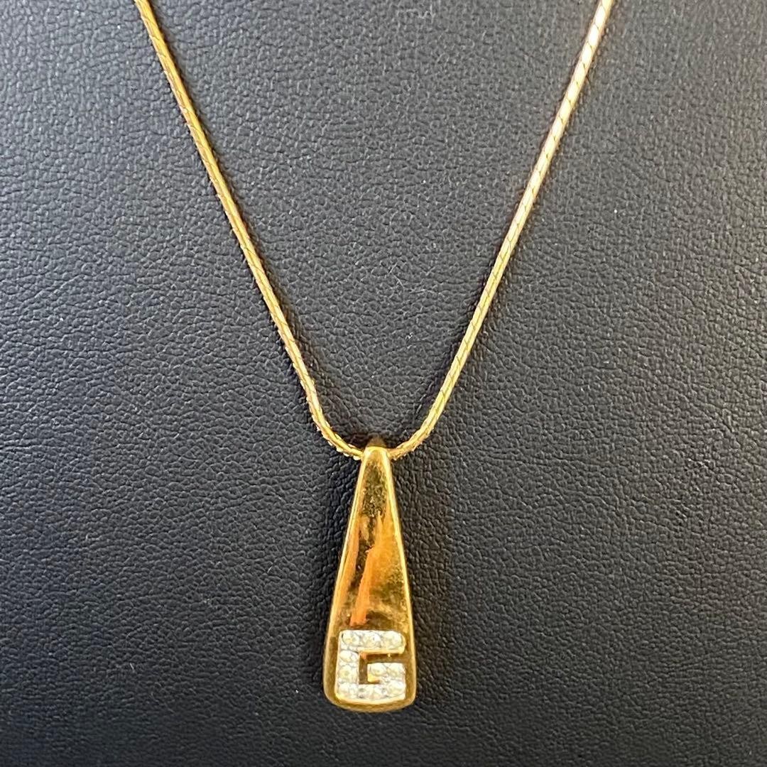 Givenchy Necklace Triangular Plate Rhinestone G L… - image 1