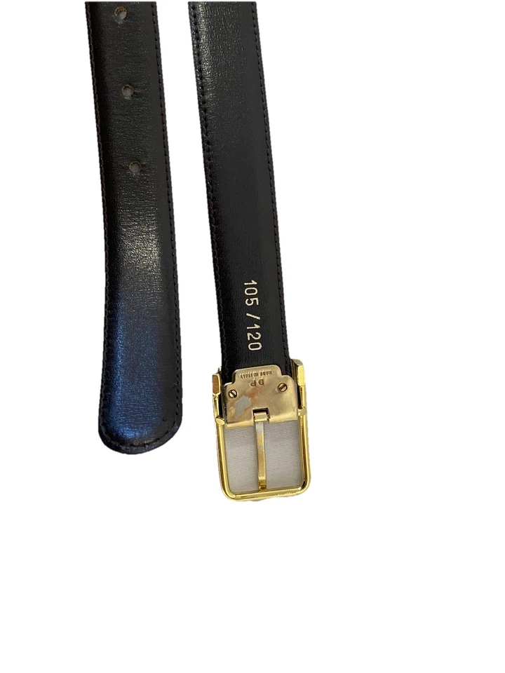 Cinturón para hombre AS#YSL Yves Saint Laurent cuero marrón hebilla dorada Italia 105/120 45” Foto 4 de 4