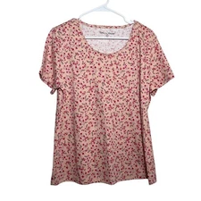 Rebecca Malone T-Shirt Women's XL Floral Short Sleeve Round Neck Top Shirt