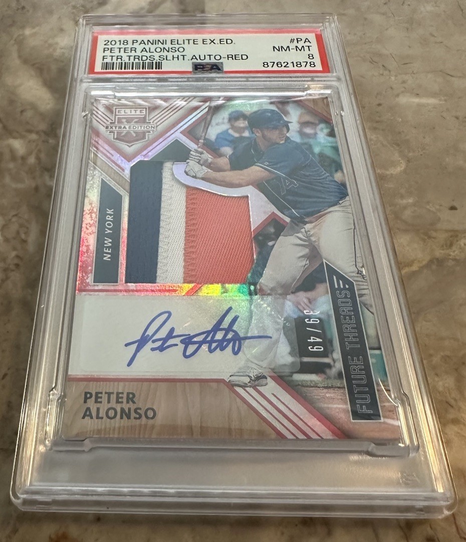 PETE ALONSO 2018 Elite Extra Edition Future Threads RPA  /49 ROOKIE PSA 8