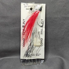 Vintage Radiant Lures Ltd. 5" Tyg-R-Fly Coho Bucktail Devil’s Tail Red NOS