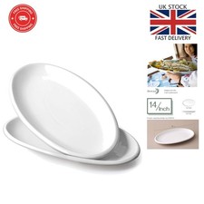 Luxury White Porcelain 14" Serving Plates for Parties - Easy to Clean & Stack