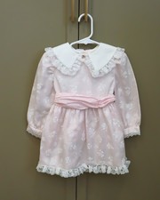 Vintage Girl Dress toddler size 3T frilly dress pink lace READ