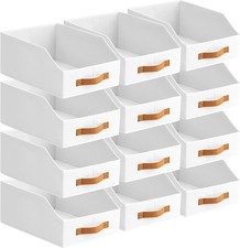 Fabric Storage Bins for Organizing - 12 Pack Large Trapezoid Collapsible Storage