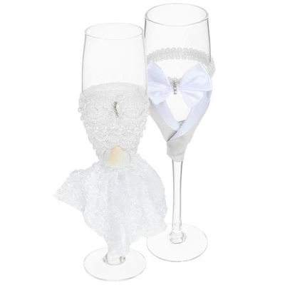 1 paire de verres à vin pour la mariée le marié, flûte de mariage, fête - Photo 1/4