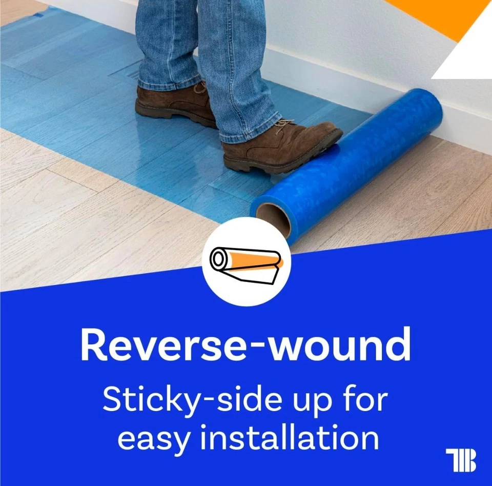 Película de Protección de Suelo, 36" x 200', Hecha en EE. UU., Cinta de Suelo Autoadhesiva Azul Foto 3 de 4