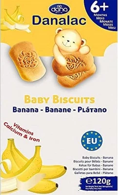 Danalac Banana Baby Biscuits Pack of Finger Food Snack for Toddlers 6+ Months w