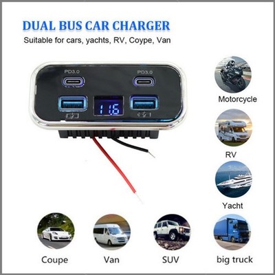 4-Port Car USB Socket Charger Dual PD3.0 Dual Quick Charge for RV Marine Bus