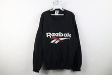 Vtg 90s Reebok Mens XL Faded Spell Out Jumbo Logo Crewneck Sweatshirt Black USA
