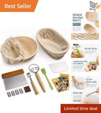 Bread Banneton Proofing Basket Set 9  10 Inch Round  Oval Rattan Sourdough