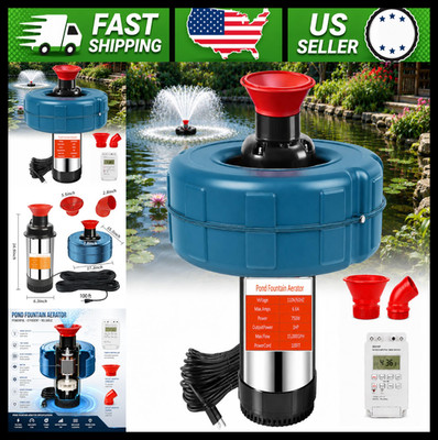 Pond Fountain Aerator 1HP 110V 15000 GPH Stainless Steel Floating Pump