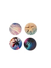 Collapsible Cell Phone Grip 4 Pack Beach Themed