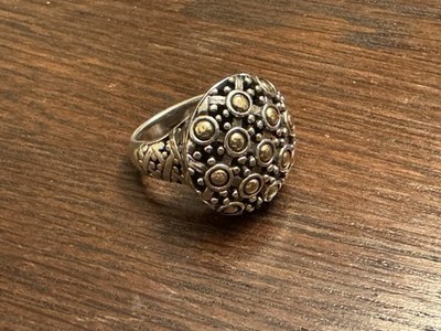 JOHN HARDY JAISALMER PUNKT 18K STERLINGSILBER GEWÖLBTER COCKTAIL RING GRÖSSE 5,75
