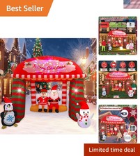 Stunning 10FT Inflatable Santa Claus Swing with Rotating Lights for Christmas