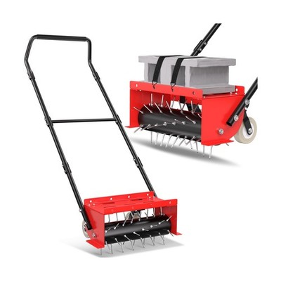 VASALAID Manual Push Spike Rolling Lawn Aerator, Pre-Attached Spike Grass Rol...