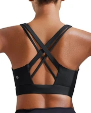 Sports Bra for Women High Support,Criss-Cross Back Strappy Sports Bra Moulded...