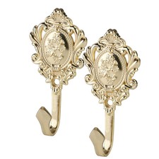 2pcs Zinc Alloy Wall Hook Vintage Style Curtain Holdback Rose Pattern Decorative
