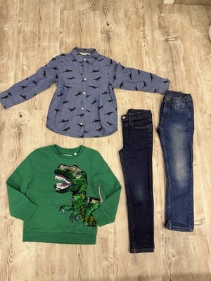 Bekleidungspaket für Jungs Gr. 110/116 4-teiliges Outfit Hemd, Pullover ,2 Jeans