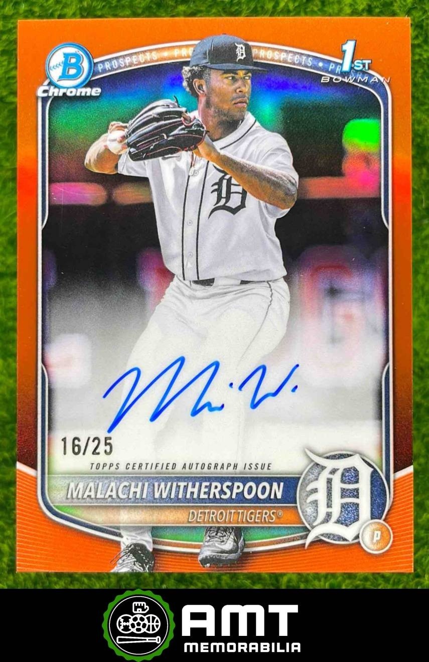 Malachi Witherspoon 2025 Bowman Draft 16/25 Chrome Auto Orange Tigers #CPA-MW