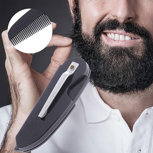 Cepillo peine de pelo de bolsillo para hombres barba bigote palma cuero cabelludo masaje champú viaje - Imagen 3 de 9
