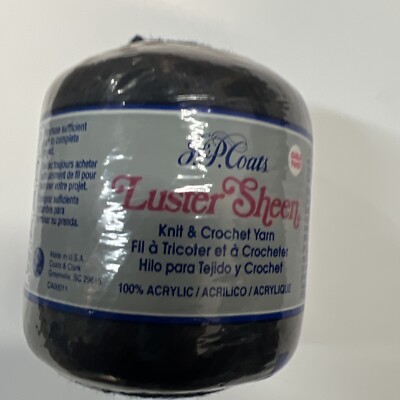 J & P Coats Luster Sheen Knit & Crochet Acrylic Thread - Black Cable Twist