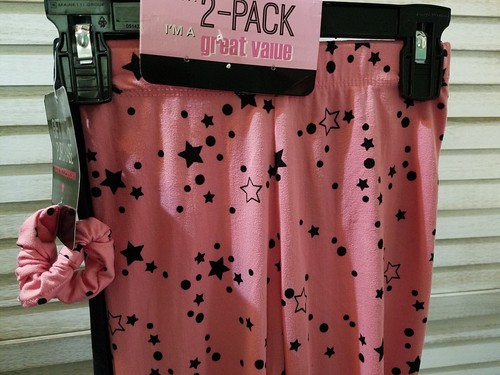 T Couture Girls Leggings Size 4 Pink Black Stars 2 Pack Stretch Little Pull On - Picture 6 of 7