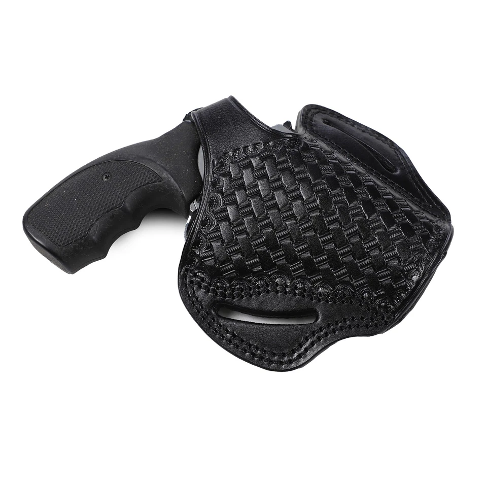 Pusat Holster Taurus 66 Revolver 2.5 inch Leather Basket Weave Belt Holster - Image 3 of 4