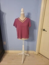 Shein Size Small Blouse Womens Purple Short Sleeve 