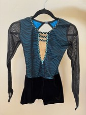 Competition Jazz/Tap Dance Costume Child Large, Crystal Features, Velvet Shorts