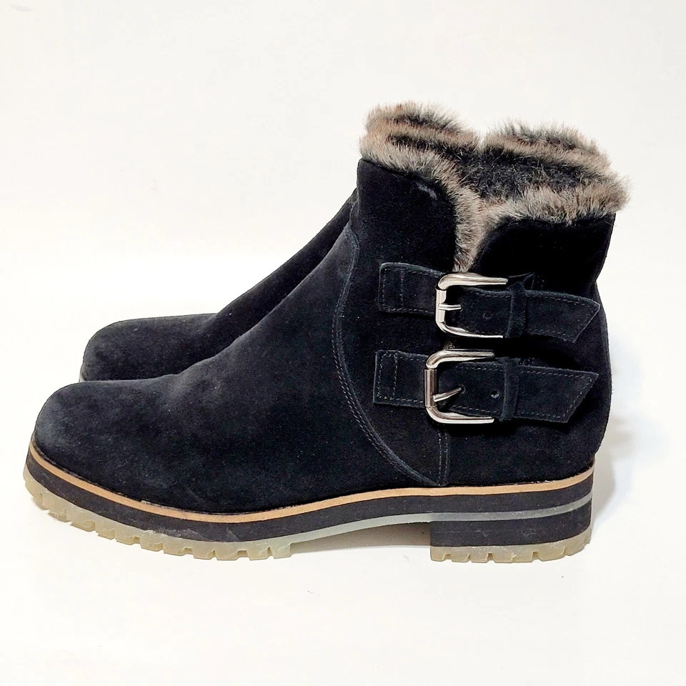 Studio Pollini Botines de Gamuza Negros Forrados de Piel Botas Hebillas Wms 37IT 6.5US Foto 3 de 4