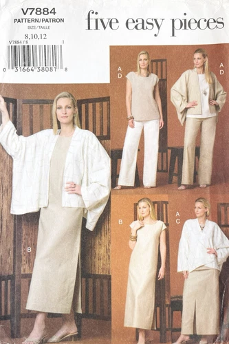 VOGUE Misses' Jacket,Top,Dress,Skirt,Pants Pattern V7884 Size 8-12 UNCUT