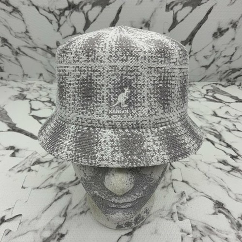 White Grunge Plaid Bin Bucket Hat 