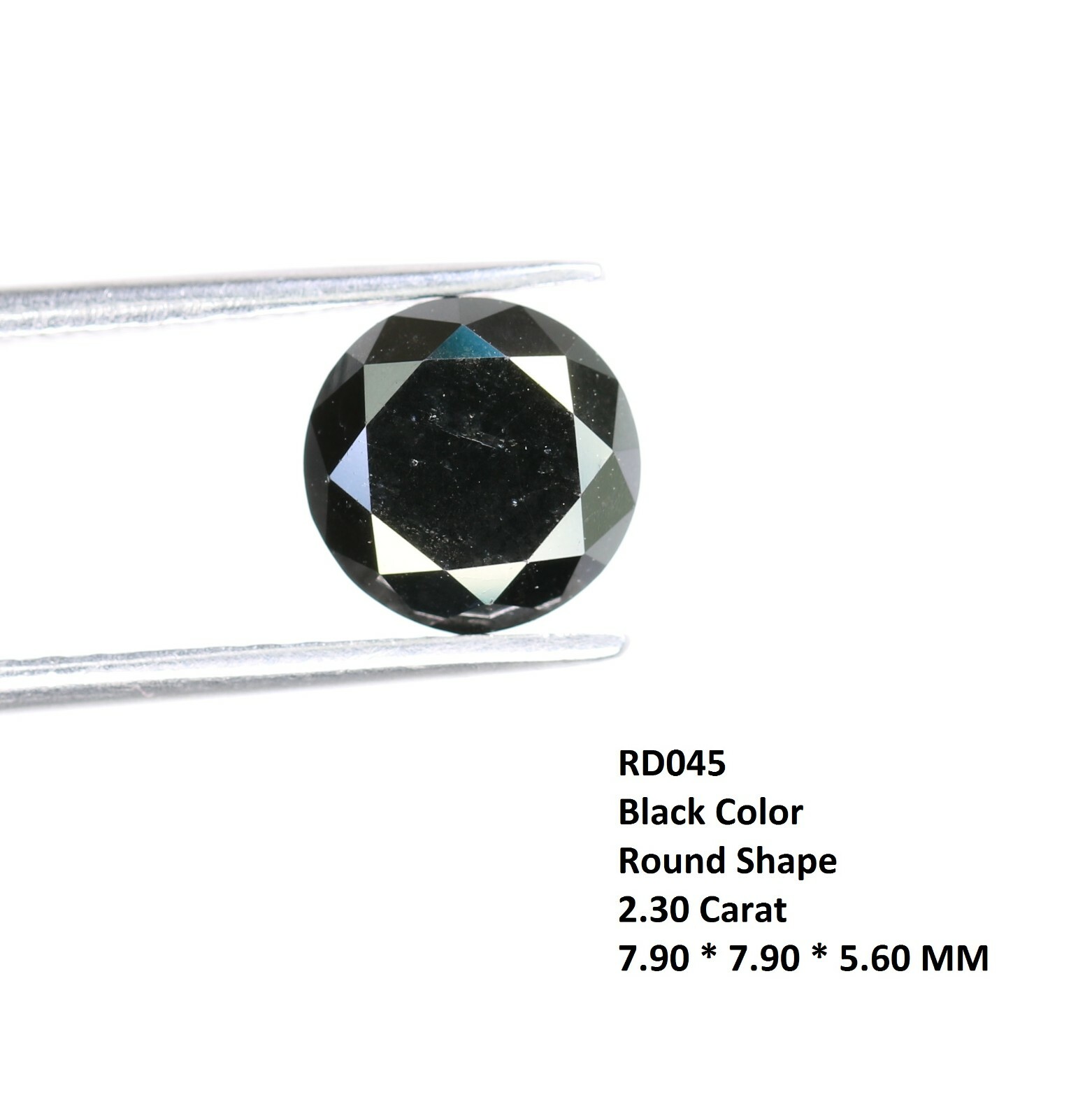 2.30 CT Natural Black Round Brilliant Cut Loose Diamond for Commitment Ring