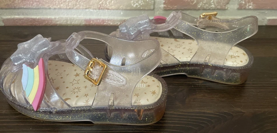 MINI MELISSA Little Girl's Clear Rainbow Jelly Flat Sandals Size 9 - Image 4 of 4