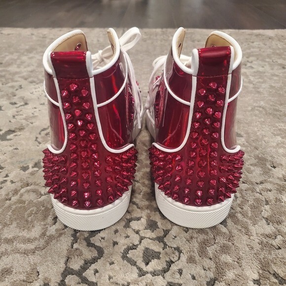 Christian Louboutin Lou Spikes 2 Patent High Top Sneaker Size 43 image 7
