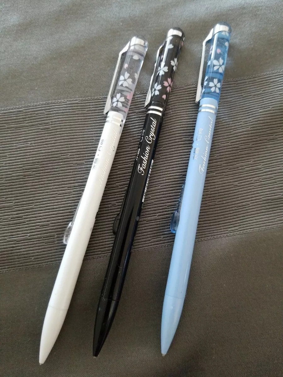 3pc 0.5 Lead Mechanical Pencil - White, Black, Blue - Fashion Crystal  Design