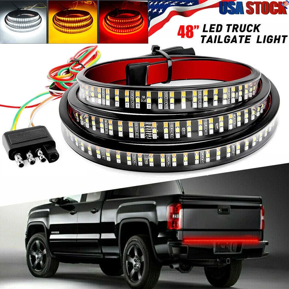 Barra de luz reversa traseira de freio sequencial LED faixa tampa traseira de caminhão 48" - Imagem 2 de 4