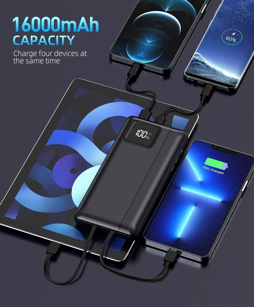 16000mAh PD 30W QC4.0 Fast Charging Portable Power Bank