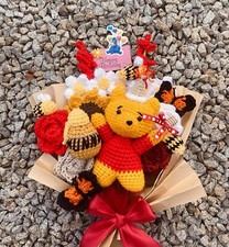 WINNIE THE POOH IN THE HUNNY POT SET HANDMADE CROCHET Bouquet - MADE IN USA