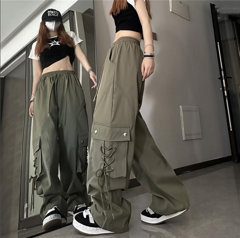 Women's Casual Cargo Pants Wide Leg High waisted Street
