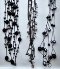 COSTUME JEWELRY NECKLACE  LOT VTG -NOW BEADED FAUX PEARL & LUCITE BEADS GREY BLK — photo 2