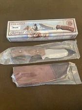 Chipaway Cutlery 9” Hunting knife with leather sheath Walnut Handle The Chief