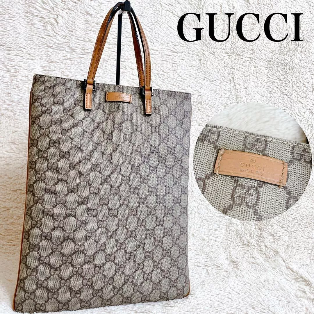 Sac fourre tout GUCCI Vertical Total Pattern GG Supreme plaque logo occasion du Japon