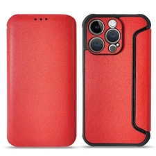 For iPhone 14 Pro Magnetic Wallet Case Protective Cover Card Holder Leather Red