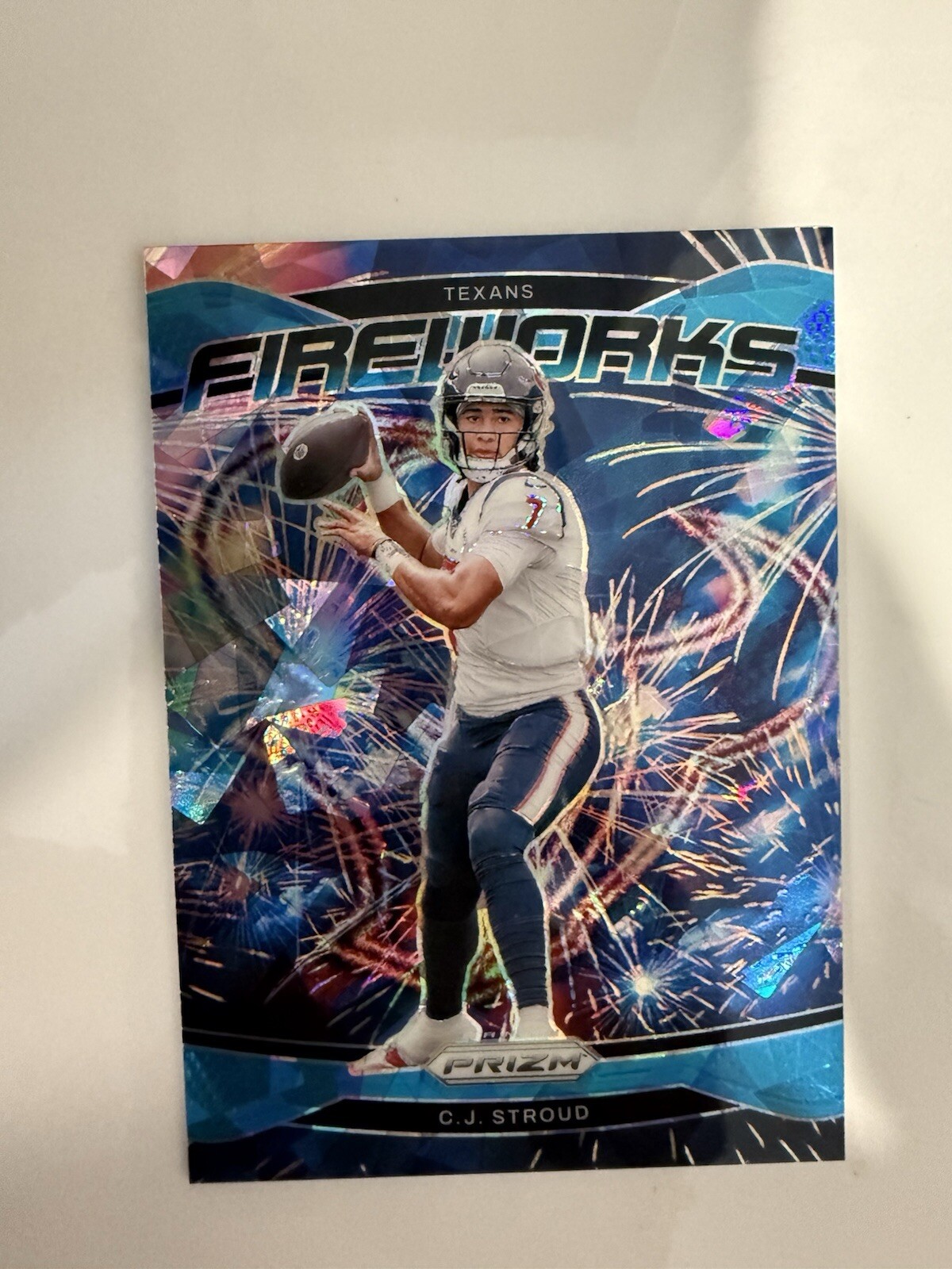 C.J. Stroud 2024 Panini Prizm Fireworks Blue Cracked Ice Prizm /99 Texans