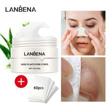 60Pcs LANBENA Blackhead Remover Cream Face Nose Clean Pore Strips Acne Peel Off