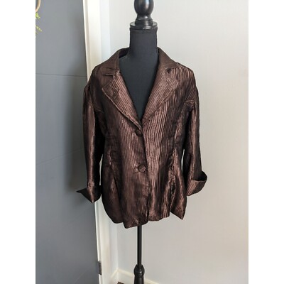 NWT Chico's Luminous Ripple Merrin Jacket in Brooklyn Brown - 2