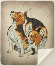 Beagle Dog Breed Hunting Dogs Family Pair Sherpa Fleece Throw Blanket