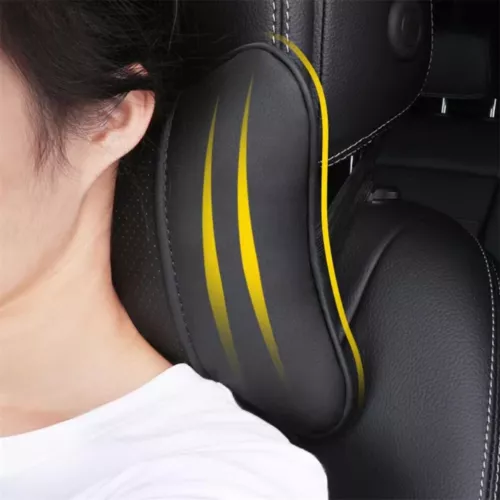 2PCS Car Seat Headrest Neck Cushion Pillows For Honda Black Real Leather - Picture 6 of 11