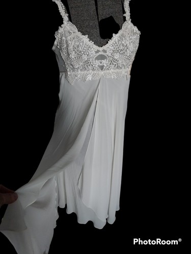 Vtg Flora Nirrooz Large Semi Sheer Lace Mesh Romantic Long Nightgown Chemise NWT - Picture 2 of 9